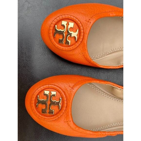 Tory Burch Minnie Travel Ballet Leather Casual Orange Women's US 5 Slip-Ons - Picture 12 of 12